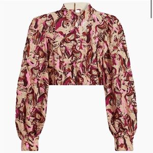 FARM Rio Pink and Brown Patterned Blouse